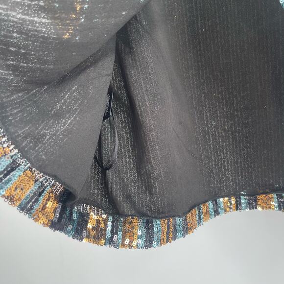 SAY WHAT? Sequin Tank Size Medium Stripe Button Back Tie Straps Open Back Party - Picture 11 of 14